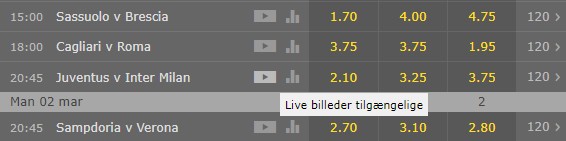 Se Juventus vs Inter livestream på nettet