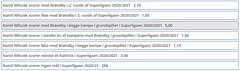Kamil Wilczek odds mod Brøndby