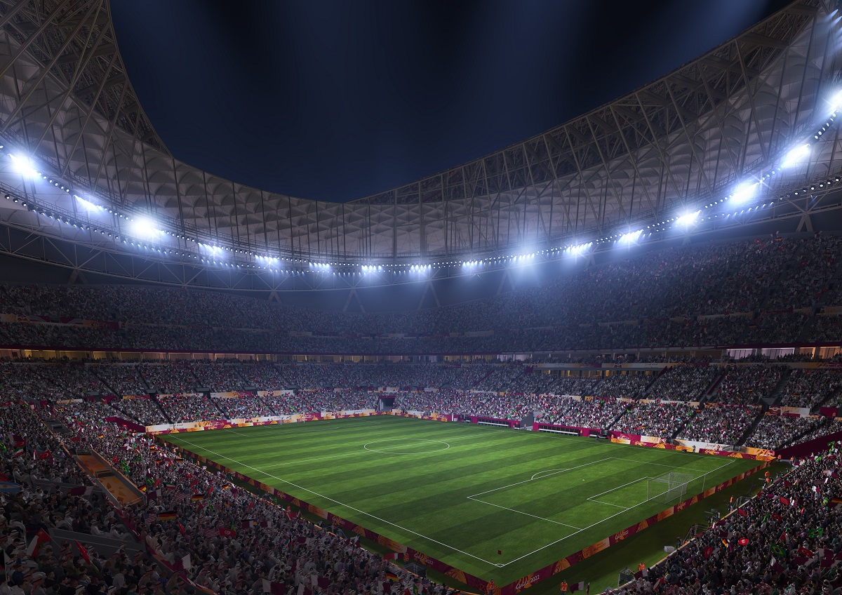Lusail Stadium i Qatar set indefra