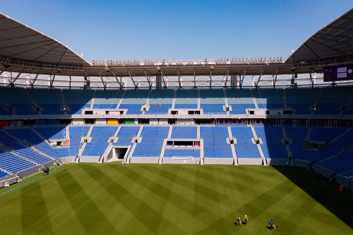 Stadium 974 i Qatar set indefra