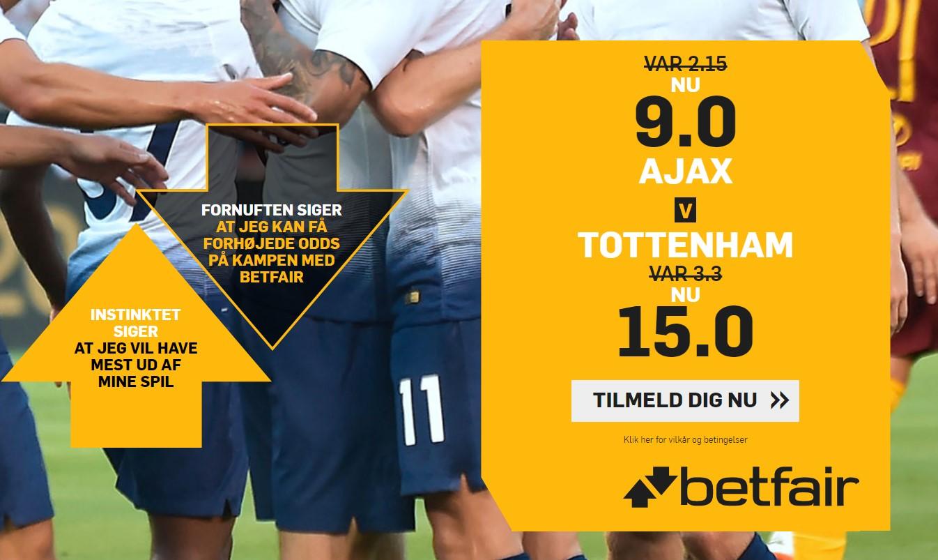 Gør Ajax arbejdet færdigt mod Spurs? Odds 9.00 på Ajax eller 15.00 på Tottenham