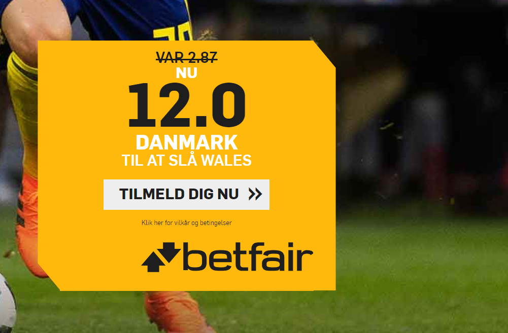 Oddsboost: Få 12.00 på Danmark-sejr mod Wales hos Betfair