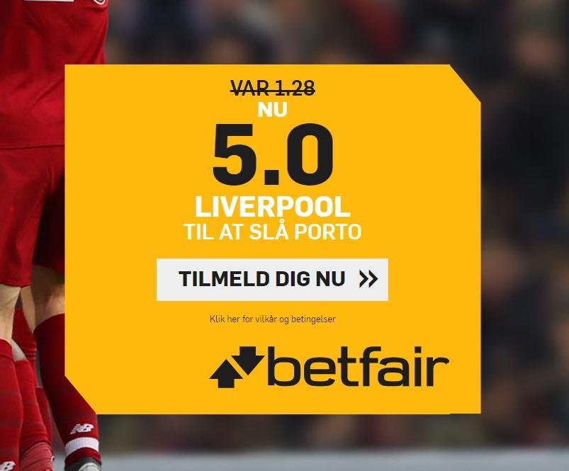 Få odds 5.00 på Liverpool sejr mod FC Porto i første CL kvartfinale