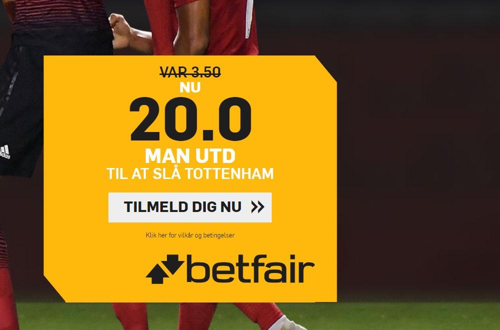 Tottenham - Manchester United tilbud: Få odds 20.00 på United til at slå Spurs