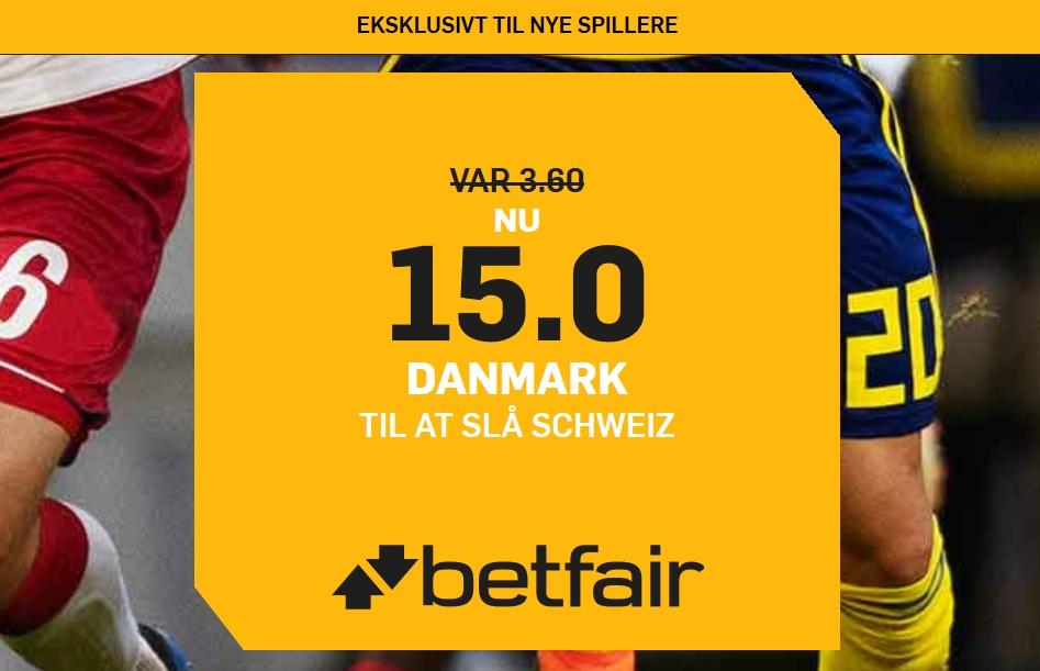 Schweiz - Danmark Odds 15 på Betfair