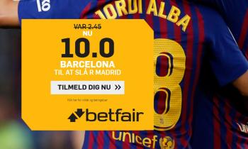 El Clasico tilbud: Odds 10.00 på Barcelona sejr mod Real Madrid