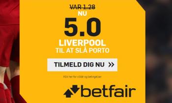 Få odds 5.00 på Liverpool sejr mod FC Porto i første CL kvartfinale