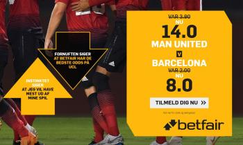Tilbud: Få odds 14.00 på Man United eller odds 8.00 på Barcelona